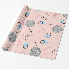 Papel De Presente Retro Confetti Memphis Padrão Rosa