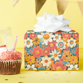 Papel De Presente Retro Daisy Floral Wrapping Paper