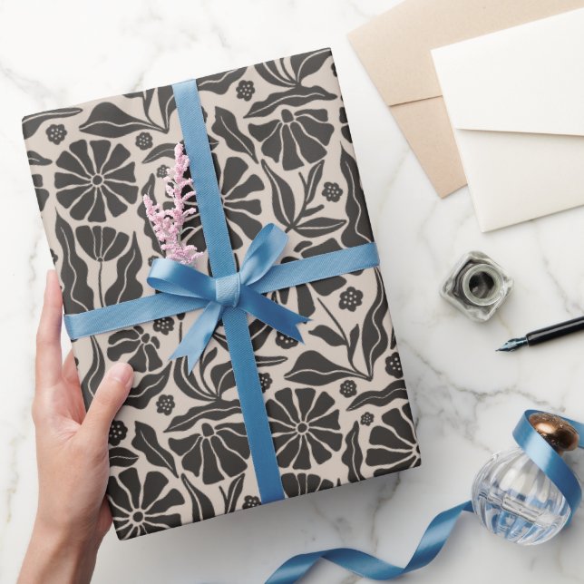 Papel De Presente Retro Dark Daisy (Presentear)