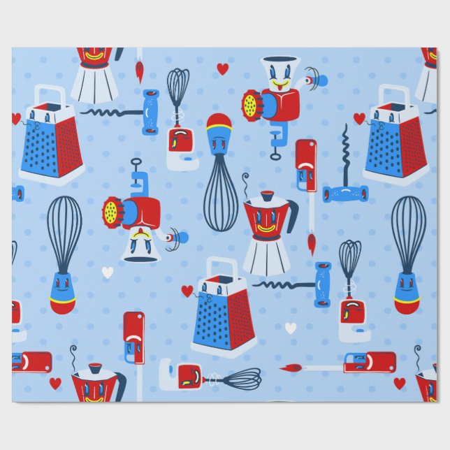 Papel De Presente Retro de utensílios de cozinhar de cozinha bonitos (Aberto)