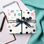 Papel De Presente Retro Geométrico Abstrato Pat#1 Teal Pink ID1067<br><div class="desc">Adote o charme do estilo moderno do século médio com este design geométrico abstrato inspirado em Memphis. Apresentando chás macio, cor-de-rosa e formas pretas sobre um fundo branco nítido, este padrão de quebra-presente captura a estética ousada, mas refinada, do movimento icônico de design. As formas geométricas lúdicas e a paleta...</div>
