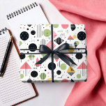 Papel De Presente Retro Geométrico Abstrato Pat#2 Sage Pink ID1067<br><div class="desc">Adote o charme do estilo moderno do século médio com este design geométrico abstrato inspirado em Memphis. Apresentando formas verdes, cor-de-rosa e pretas em um fundo branco nítido, este padrão de quebra-presente captura a estética ousada, mas refinada, do movimento icônico design. As formas geométricas lúdicas e a paleta de cores...</div>