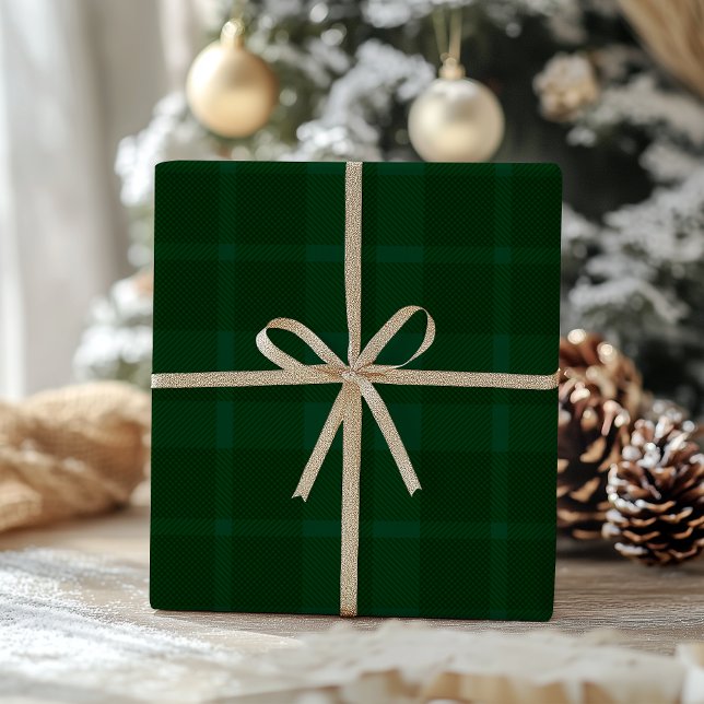 Papel De Presente Retro Green Plaid Whimsical Christmas  (Criador carregado)