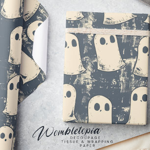 Papel De Presente Retro Grunge Ghosts Halloween Padrão
