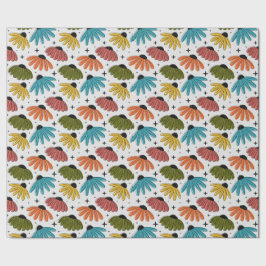 Papel De Presente Retro Halftone Coneflowers