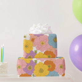 Papel De Presente Retro Hippie Floral Birthday