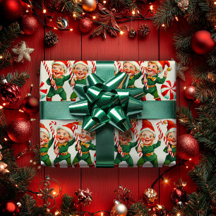Papel De Presente Retro Holly Jolly Christmas Elves