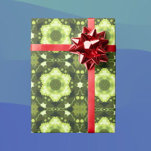 Papel De Presente Retro Mandala Green