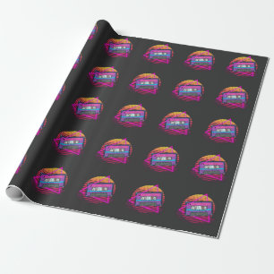 Papel De Presente Retro Mixtape Vaporwave Music Sunset Tape