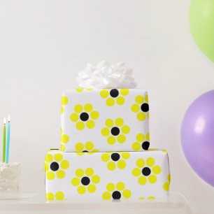 Papel De Presente Retro Moderno Simples Preto e Amarelo