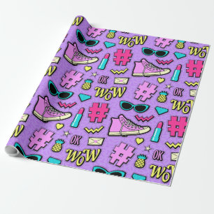 Papel De Presente Retro no roxo