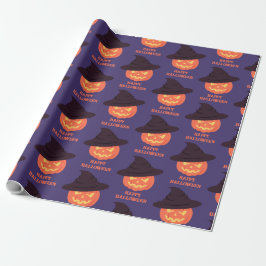 Papel De Presente Retro Orange Pumpkin Happy Halloween