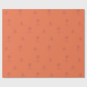 Papel De Presente Retro Palm Springs Cacto em Cores Terrosas