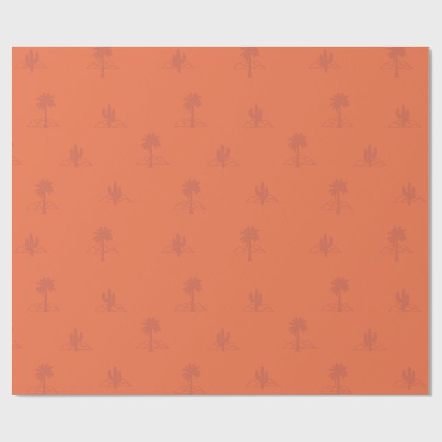 Papel De Presente Retro Palm Springs Cacto em Cores Terrosas (Aberto)