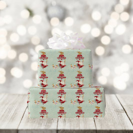 Papel De Presente Retro Papai Noel Cortado Com Presentes