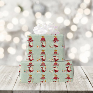 Papel De Presente Retro Papai Noel Cortado Com Presentes