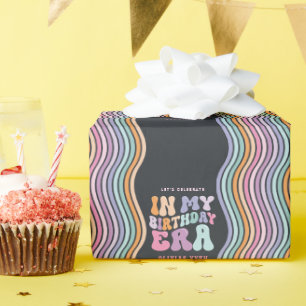 Papel De Presente Retro pastel, colorida era do aniversário moderno