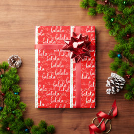 Papel De Presente Retro Personalizado Fa la Script Vermelho