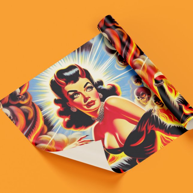 Papel De Presente Retro Pinup Diabólico (Criador carregado)