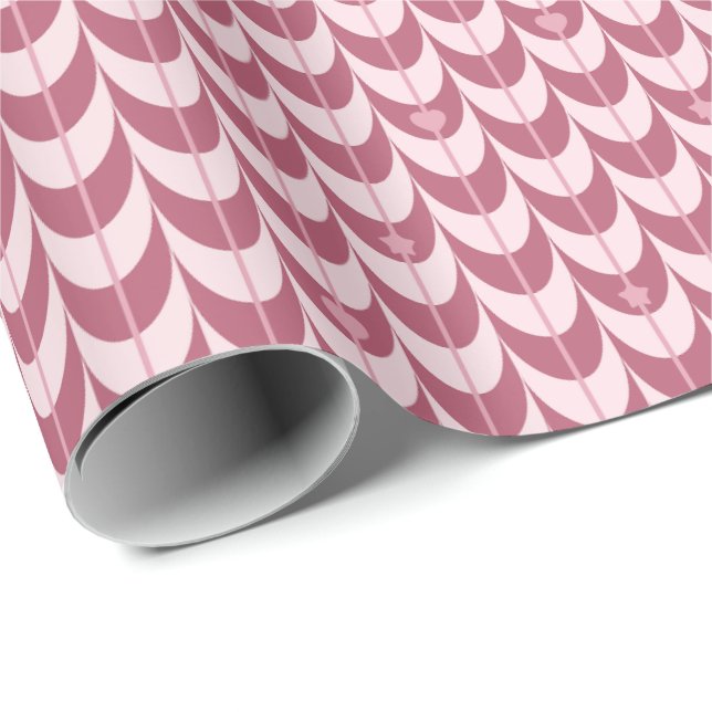 Papel De Presente Retro Scallop Geometric Pattern (Ponta do rolo)