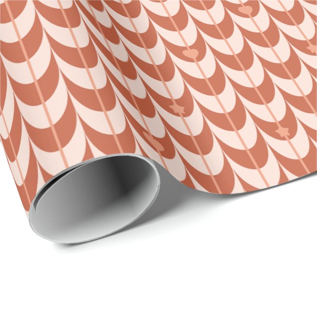 Papel De Presente Retro Scallop Geometric Pattern (Ponta do rolo)