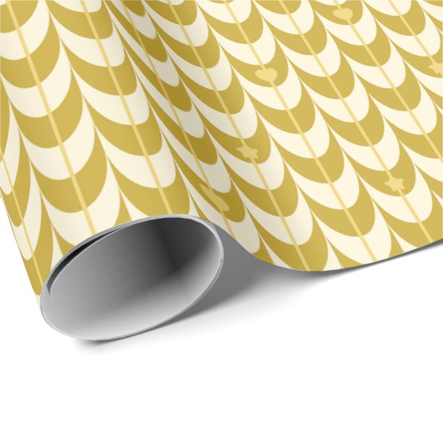 Papel De Presente Retro Scallop Geometric Pattern (Ponta do rolo)