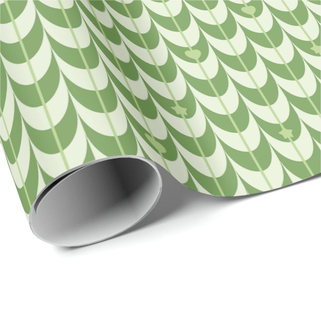 Papel De Presente Retro Scallop Geometric Pattern (Ponta do rolo)