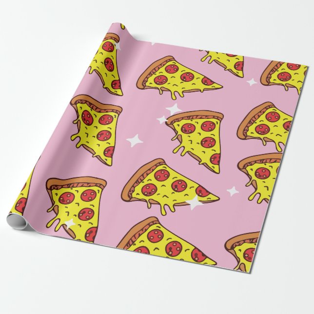 Papel De Presente Retro Style Pizza Slices Seamless Pattern (Desenrolado)