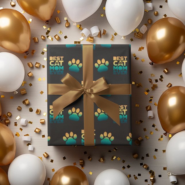 Papel De Presente Retro Sunset Photo Best Cat Mãe (Criador carregado)