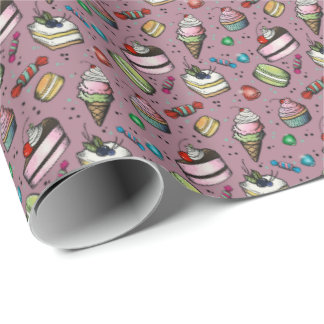 Papel De Presente Retro Sweets- Pink
