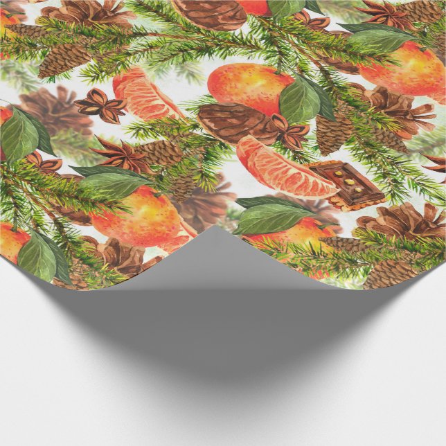 Papel De Presente RETRO Tangerinas Chocolate Cookie Pine Natal (Ponta)