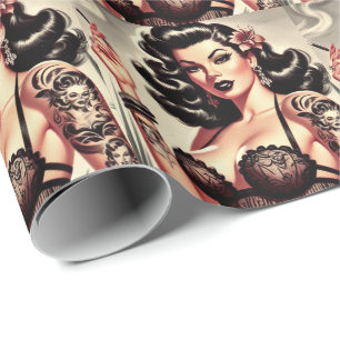 Papel De Presente Retro Tatto Gótico Girl