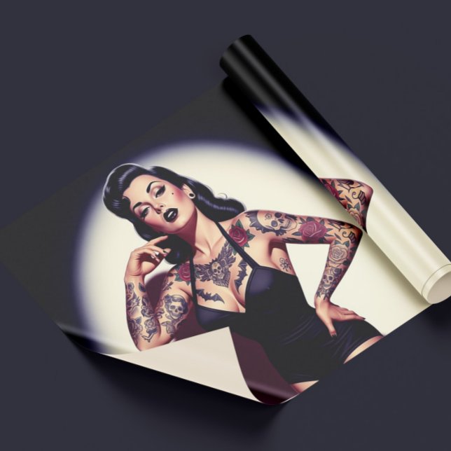 Papel De Presente Retro Tattooed Pin-up (Criador carregado)