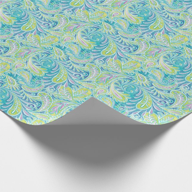 Papel De Presente Retro Turquoise Paisley Pattern (Ponta)