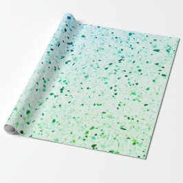 Papel De Presente Retro Verde Azul-Terrazzo