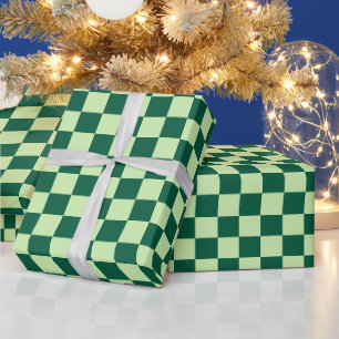 Papel De Presente Retro Verde Xadrez Tartan Natal
