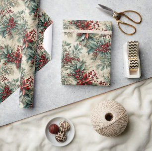 Papel De Presente Retro vintage tradicional de Natal moderno holandê