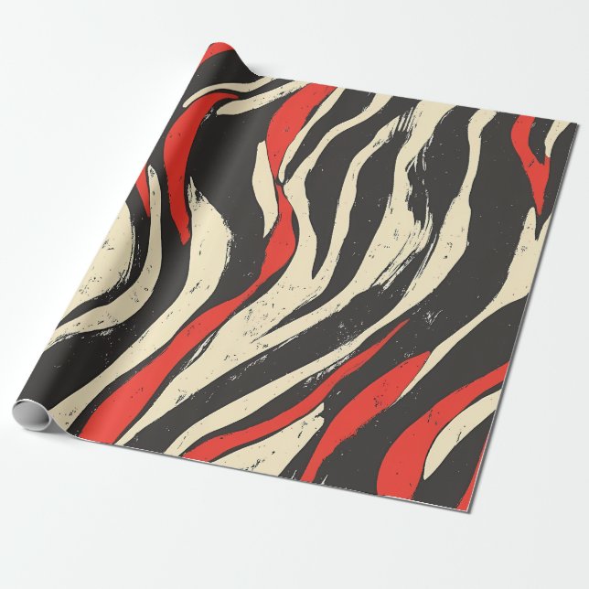 Papel De Presente Retro Wave Stripes Wrapping Paper (Desenrolado)