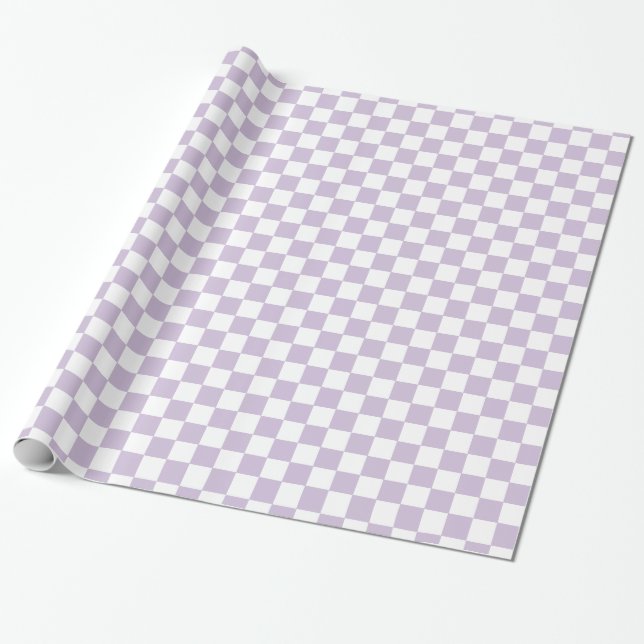 Papel De Presente Retro Xadrez Roxa  (Desenrolado)