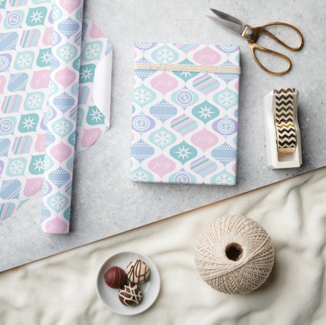 Papel De Presente Retro Xmas Inverno Pastel (Artesanato)