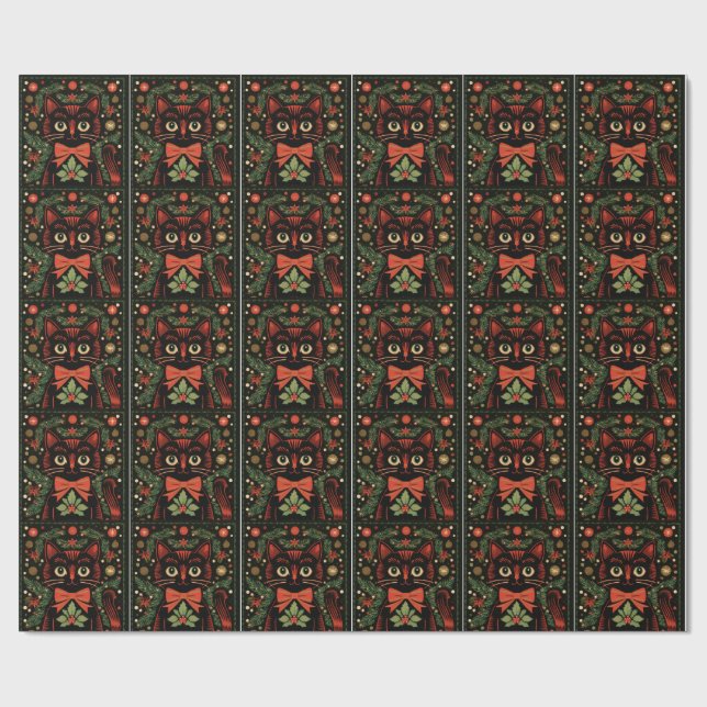 Papel De Presente RetroXmasCat  (Aberto)
