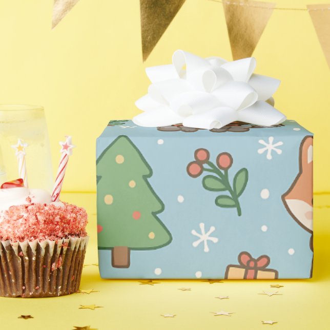 Papel De Presente Réveillon do Ano Novo na floresta (Festa de aniversário)