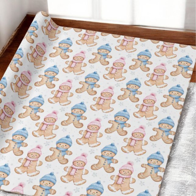 Papel De Presente Revelação de Gênero Pão-de-Obra Rosa e Azul (Criador carregado)
