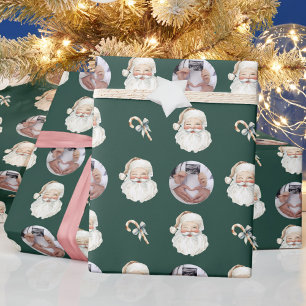Papel De Presente Revelação de Gravidez Papai Noel Foto Personalizad