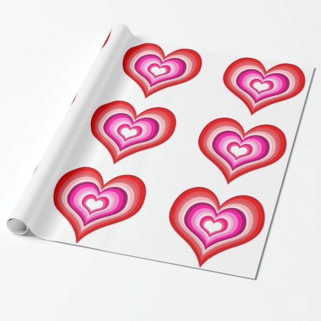 Papel De Presente Revertendo Papel de Enrolamento de Corações (Desenrolado)