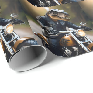 Papel De Presente **"Rex Revved Up: T-Rex em couro em uma moto