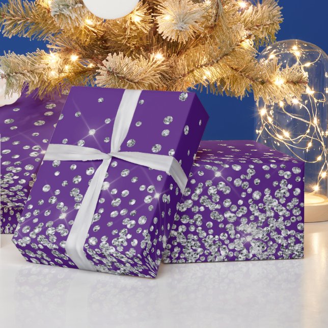 Papel De Presente Rhinestone púrpura de diamante de vidro brilhante (Feriados)