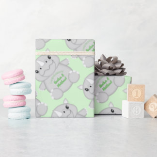 Papel De Presente Rhino Chá de fraldas Green