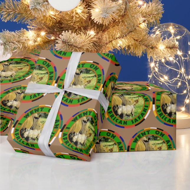 Papel De Presente Rhino Mãe e Calf African Safari Wrappaper (Feriados)