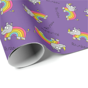 Papel De Presente Rhino Rainbow Cute Kids Rhinocerec